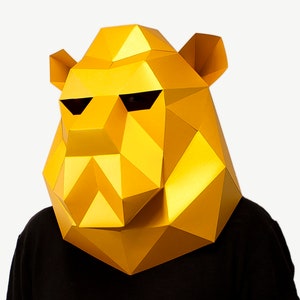 DIY Lion Mask, Lion Head Paper Craft Template, Halloween Mask, Printable Mask, Instant Pdf Download, 3D Low Poly Mask, Origami Lion Mask