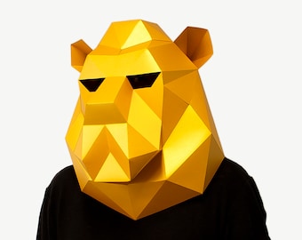 DIY 3D Low Poly Lion Mask, papieren sjabloon (pdf-download)
