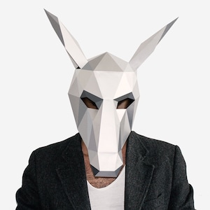 Maschera asino fai da te, modello di carta low poly, maschera fai da te stampabile, download immediato di PDF, maschera 3D low poly, maschera origami, idea regalo