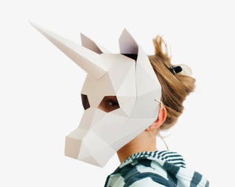 Kids Mask, Unicorn Mask, Unicorn Costume, Halloween Costume Kid, Printable Half Mask, Instant Pdf download, DIY Paper Craft Template