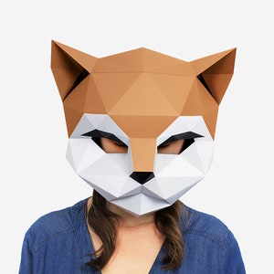 DIY Cat Mask Template, Paper Craft, Kitten Mask, DIY Printable Mask, Instant Pdf Download, 3D Low Poly Mask, Origami Cat, Cute DIY Gift Idea