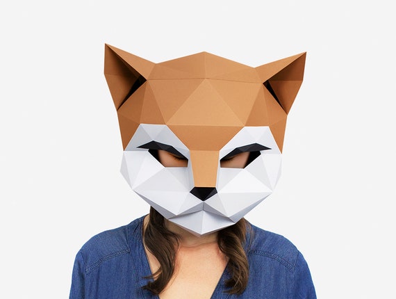DIY Low Poly Cat Mask Template, Paper Craft (PDF Download)