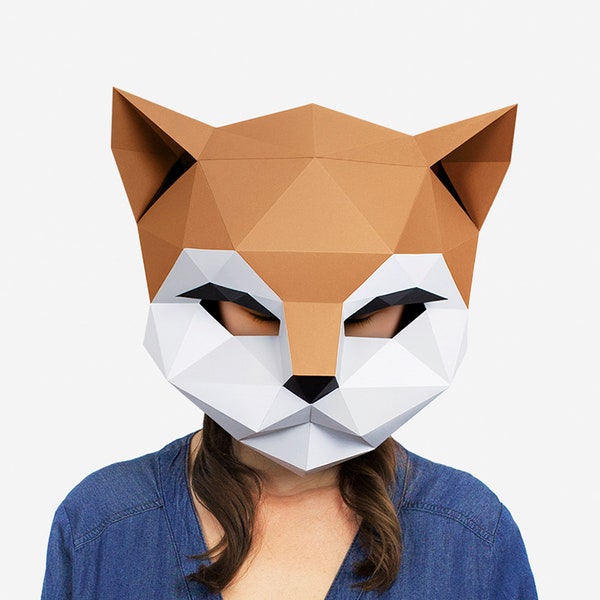 DIY Cat Mask Template, Paper Craft, Kitten Mask, DIY Printable Mask, Instant Pdf Download, 3D Low Poly Mask, Origami Cat, Cute DIY Gift Idea