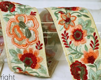 9 Yard Peach Silk Embroidery Ribbon Decorative Border Sewing Fabric Crafting Trimming Embellishments Laces For Designer Dresses