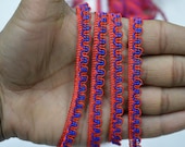 Red Blue 1 cm Decorative Ribbon Indian Laces Trims by 9 Yard Cord Embellishments Lace Sari Border Curtains Dresses Ribbon Crafting Sewing