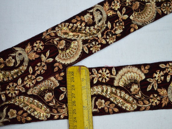 Gros Maroon broderie Saree frontière brodé lacets garnitures de garniture velours tissu garniture de par 9 garnitures de yard ruban indien Sari frontièr 2d0b53 Gros Maroon broderie Saree frontière brodé lacets garnitures de garniture velours tissu garniture de par 9 garnitures de yard ruban indien Sari frontièr 2d0b53