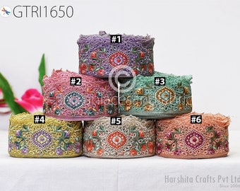 9 Yard Indian Embroidery Trim Scallop Edge Embroidered Saree Ribbon Cushions Cover Sewing Crafting Tape Curtains Headbands Sari Border