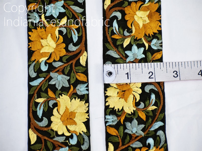 9 Yard Yellow Wholesale Trims Embroidery Decorative Saree Border Embroidered Ribbon Sewing Cushions Crafting Curtains Christmas Trimmings