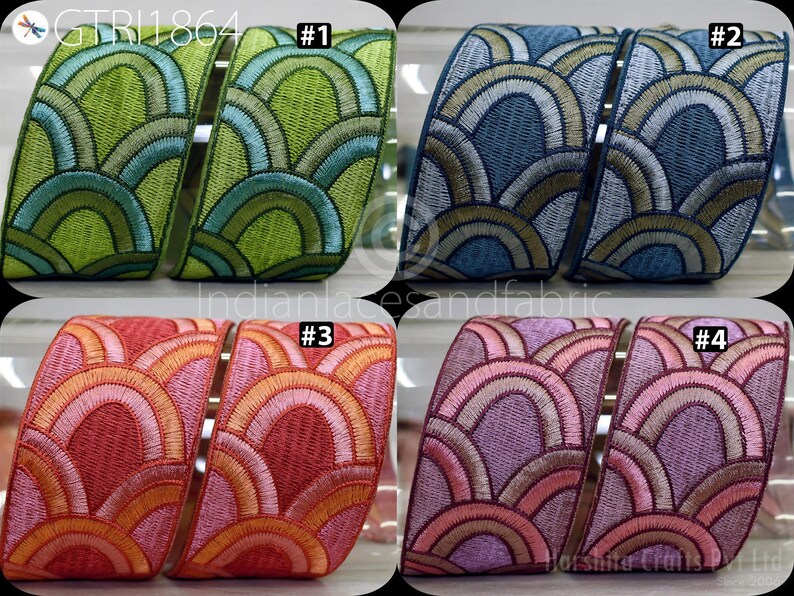 The image is a collage of four different ribbon designs, each with a unique pattern and color scheme. The ribbons are arranged in a grid format, with each design displayed in a separate image.