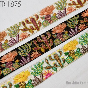 9 Yard Indian Embellishment Embroidered Fabric Trim Saree Ribbon Crafting Sewing Embroidery Border Wedding Dress Trimmings Cushion Covers image 5