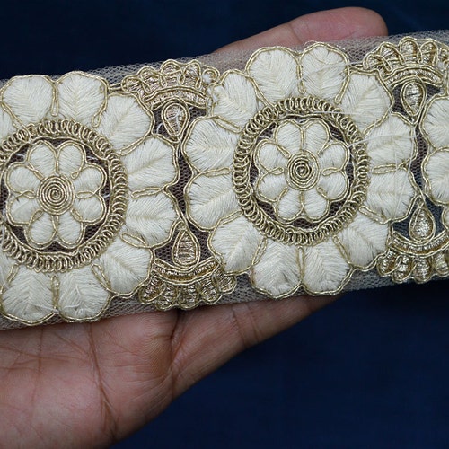 Red Decorative Indian Sari Border Beaded Trim By The Yard Etsy