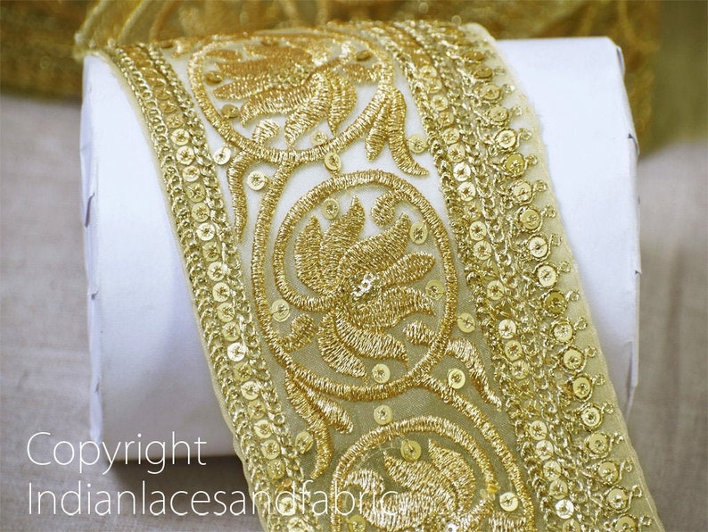 9 Yard Wholesale Gold Embroidery Trim Wedding Dresses Lotus Etsy