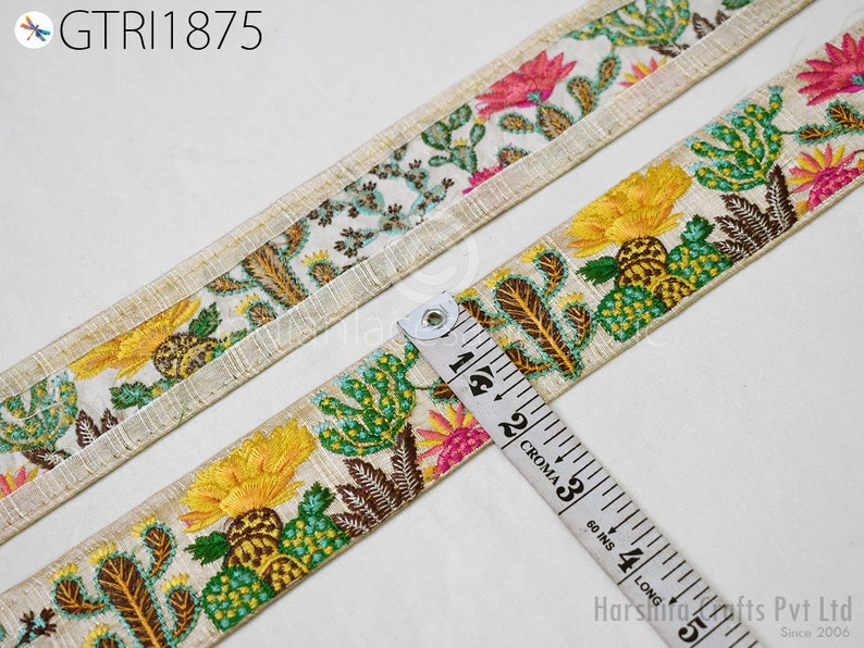 9 Yard Indian Embellishment Embroidered Fabric Trim Saree Ribbon Crafting Sewing Embroidery Border Wedding Dress Trimmings Cushion Covers image 6