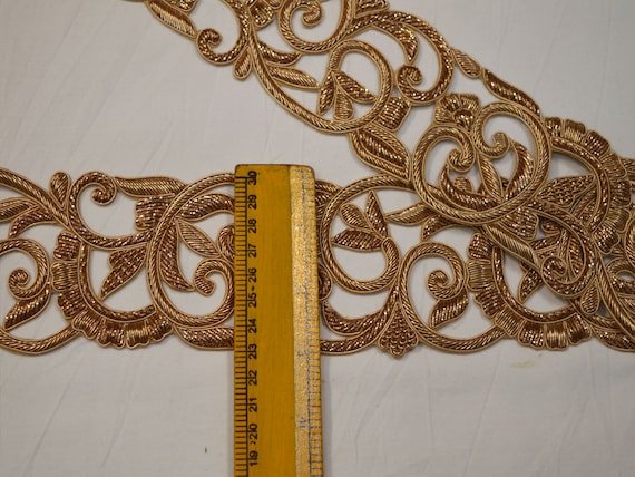 1 yardas último oro antiguo indio zardosi Kundan Piedra Dupatta Sari Ribete De Encaje