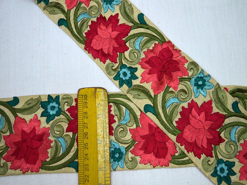 Maroon Embroidered Trims Ribbon Decorative Indian Sari Border Trim By The Yard Silk Sewing Crazy Quilt Fabric Trim Craft Ribbon Trimmings