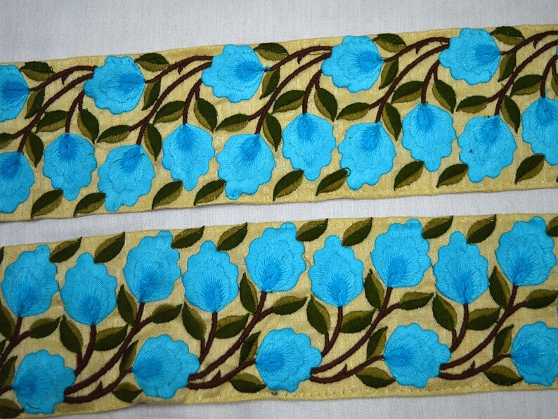 Blue Decorative Embellishments Fabric Trim by yard Embroidered Etsy