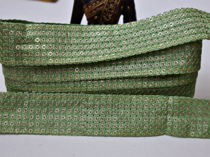 Wholesale Green Fabric Trim By 9 Yard Embroidery Sequined Etsy