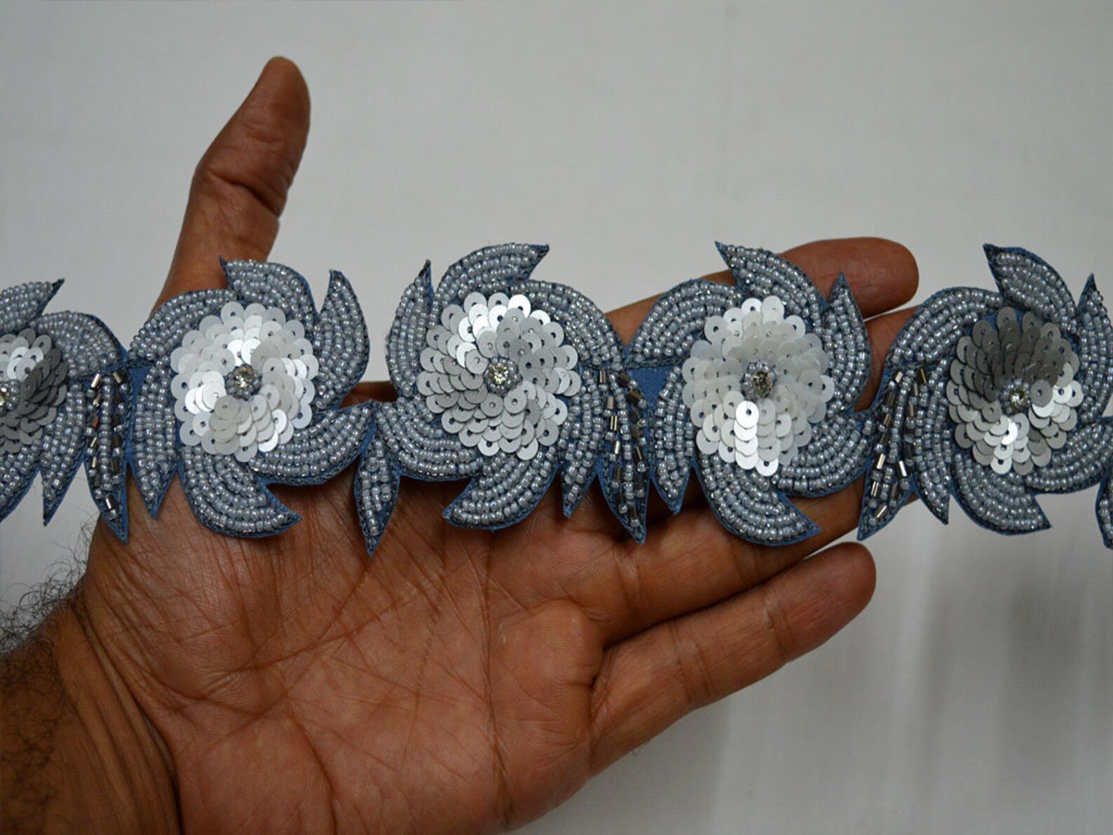 Exclusive Grey Indian Beaded Lace Trim by the Yard Handmade Etsy