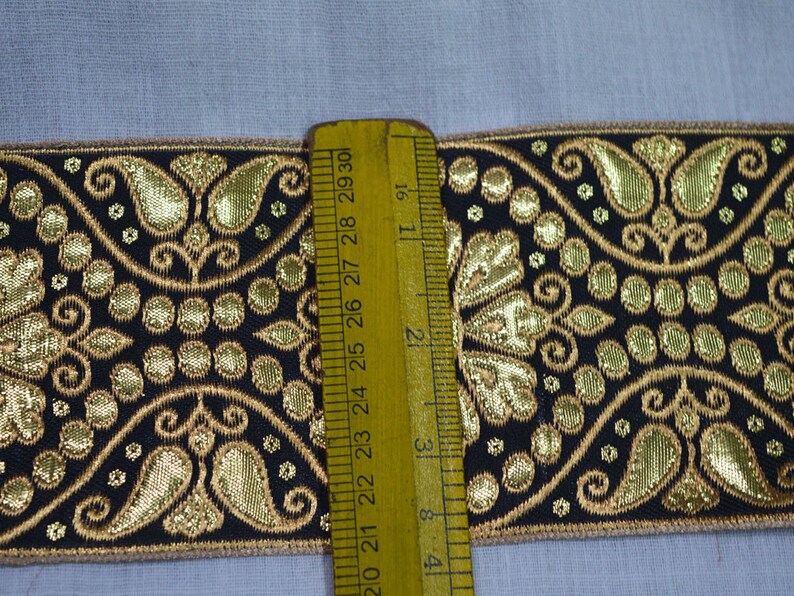 Brown Jacquard Trim Sari Border Ribbon Craft sewing Supply 3.5/" Wide By The Yard