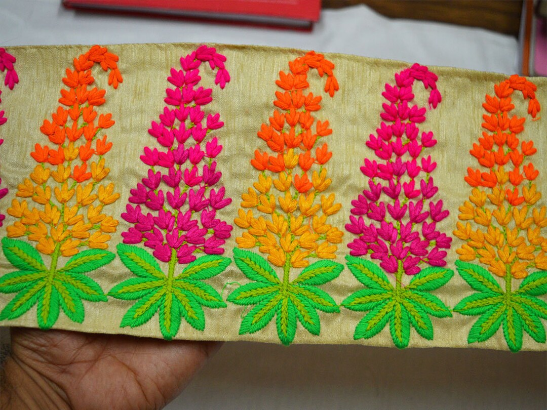 Buy Yellow Fabric Trim and Embellishment Embroidered Indian Trim Online