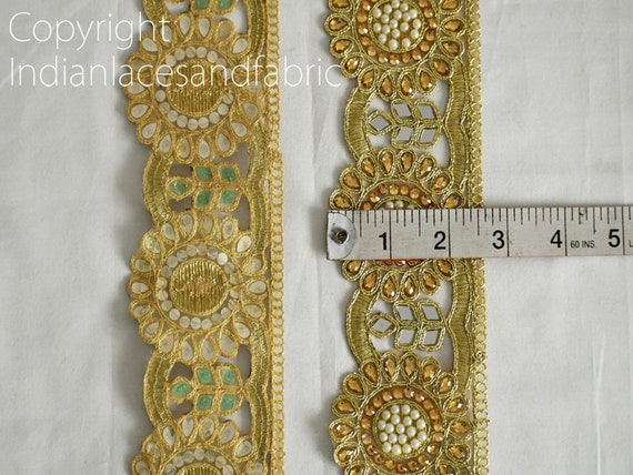 ropa Oro metálico de encaje de corte de 2 cm de ancho artesanía ribete de 1 yarda ropa Oro metálico de encaje de corte de 2 cm de ancho artesanía ribete de 1 yarda