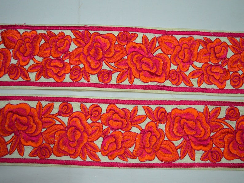 Wholesale 3.5 Orange Sewing Indian Fabric Trim By 9 Yard Crafting Sari Border Decorative Embroidered Saree Costume Embroidery Trimming tape