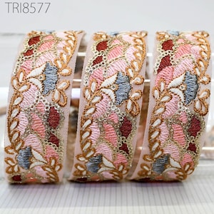 9 Yard Dusty Pink Embroidery Ribbon Indian 3 CM Trim Sari Border Crafting Sewing Fabric Embroidered Decorative Costumes Home Decor Lace