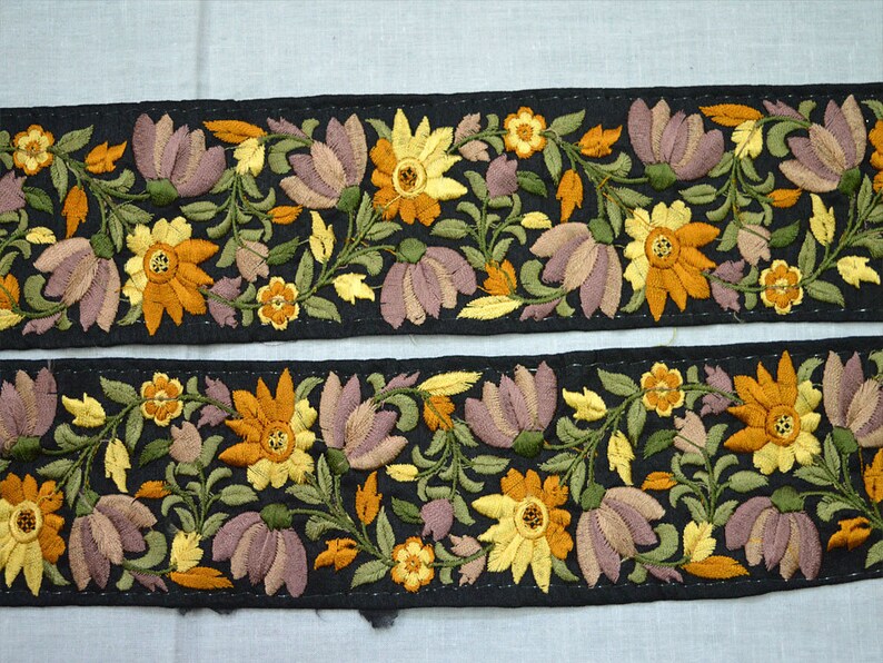 Black Fabric Trim and Embellishment Embroidered Indian Trim By Etsy