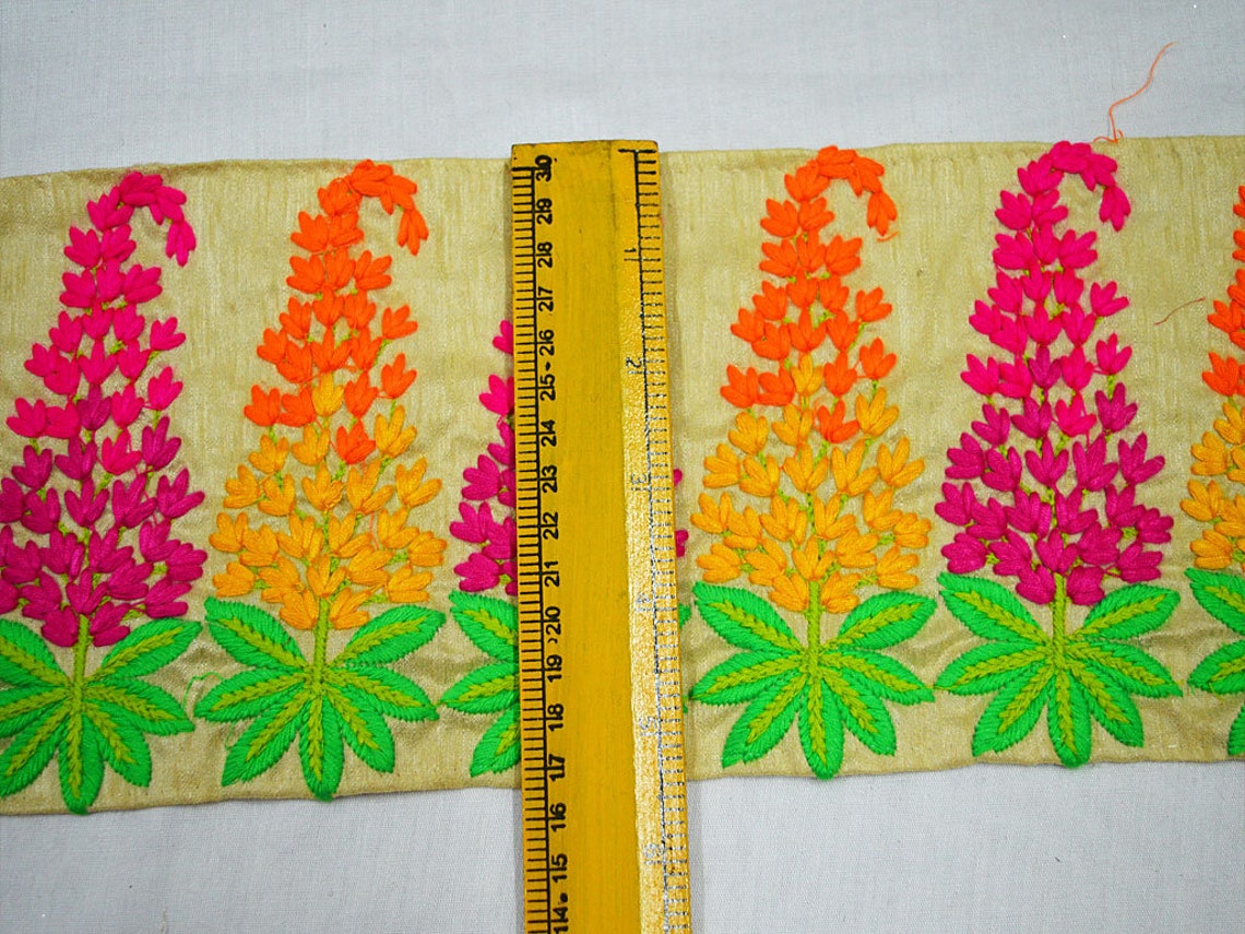 Buy Yellow Fabric Trim and Embellishment Embroidered Indian Trim Online