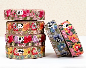 9 Yard Indian Trim Embroidery Ribbon 4cm Embellishment Embroidered Fabric Trim Cushions DIY Crafting Sari Border Wedding Saree Sewing