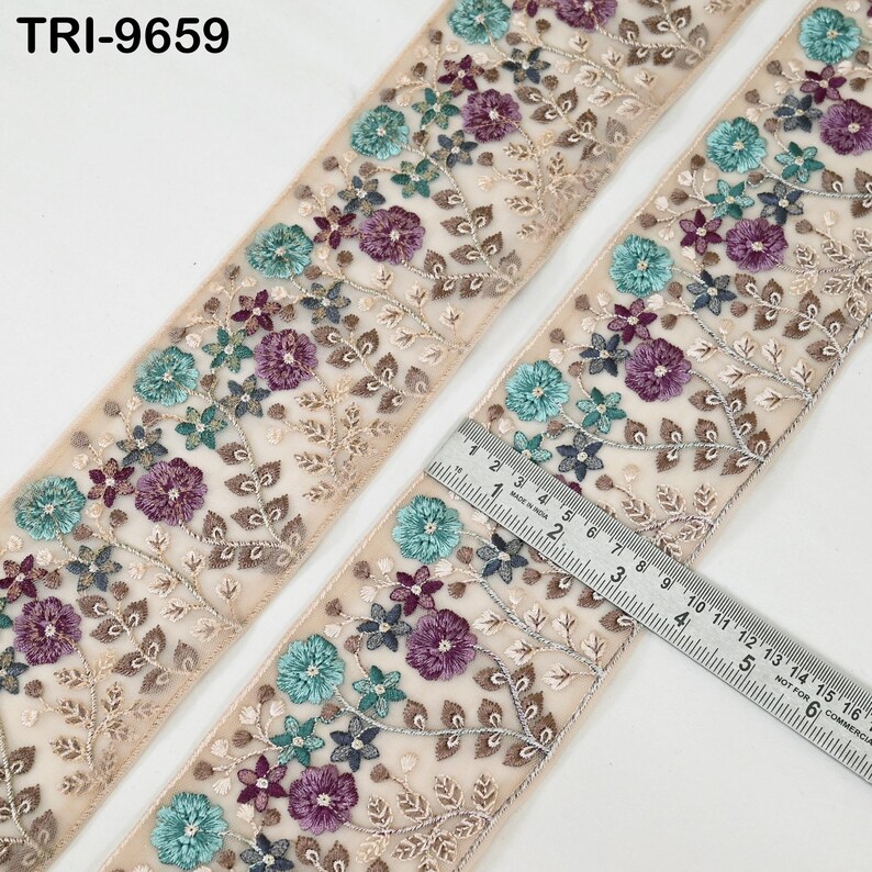9 Yard Beige Embroidery Ribbons Border Floral Embroidered Fabric Trims ...