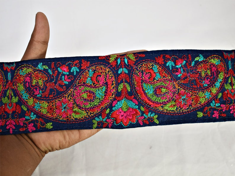 9 Yard Wholesale Navy Blue Paisley Trimmings Decorative Embroidered Ribbon Sewing fabric Laces embellishments Crafting Boutique Materials