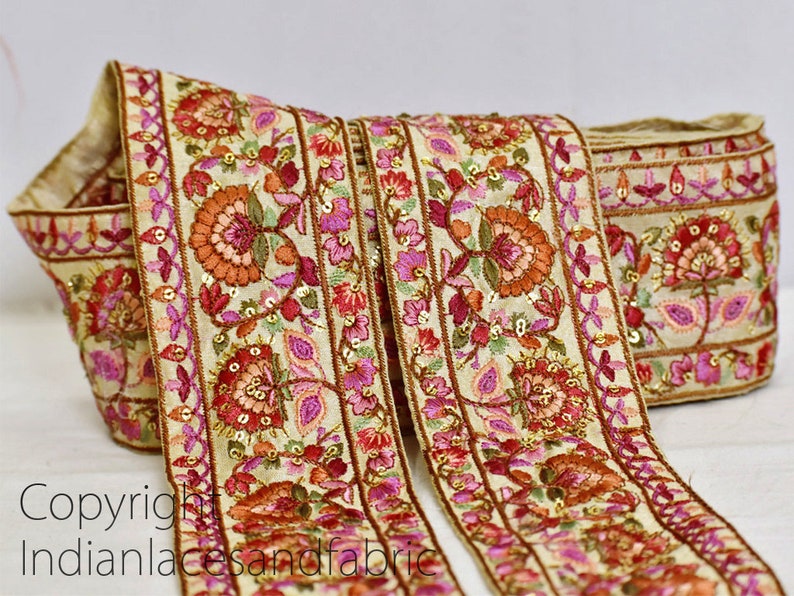 Peach Indian Sari Border Crafting Saree Sewing Decorative Trim - Etsy
