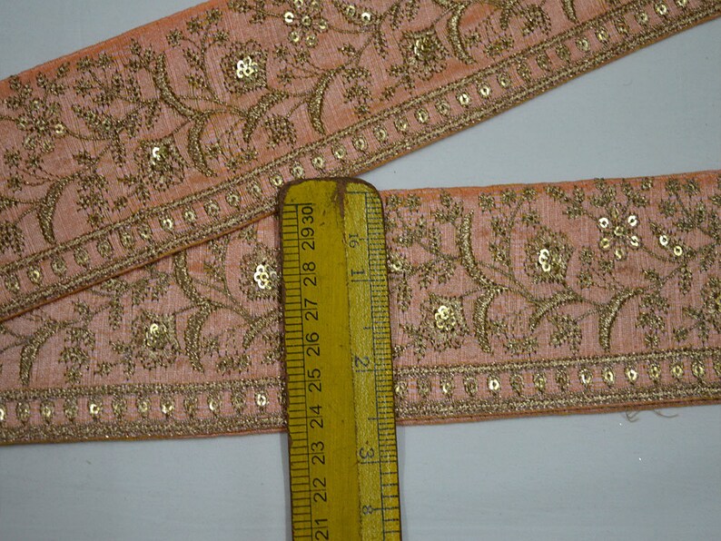 Peach Gold Trim by the Yard Indian Trims Embellishments Saree Etsy India