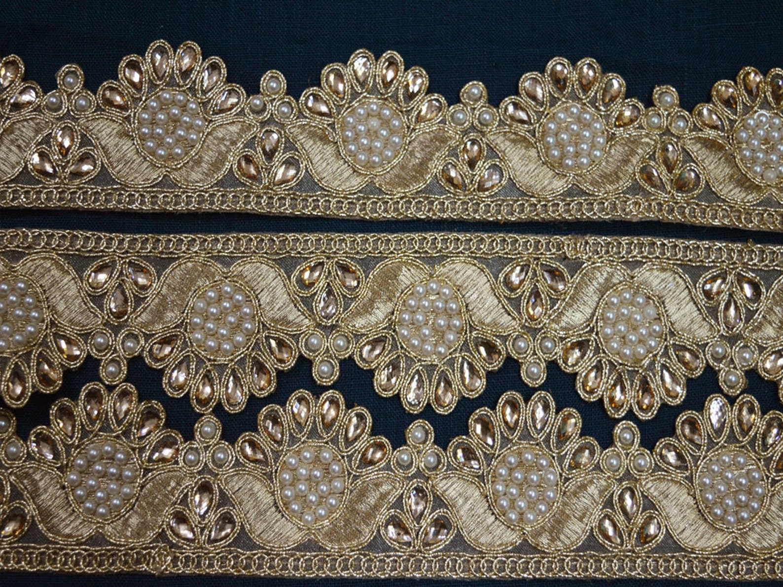 Wholesale Indian Beaded Trim By 9 yard Dull Gold Kundan Lace Etsy