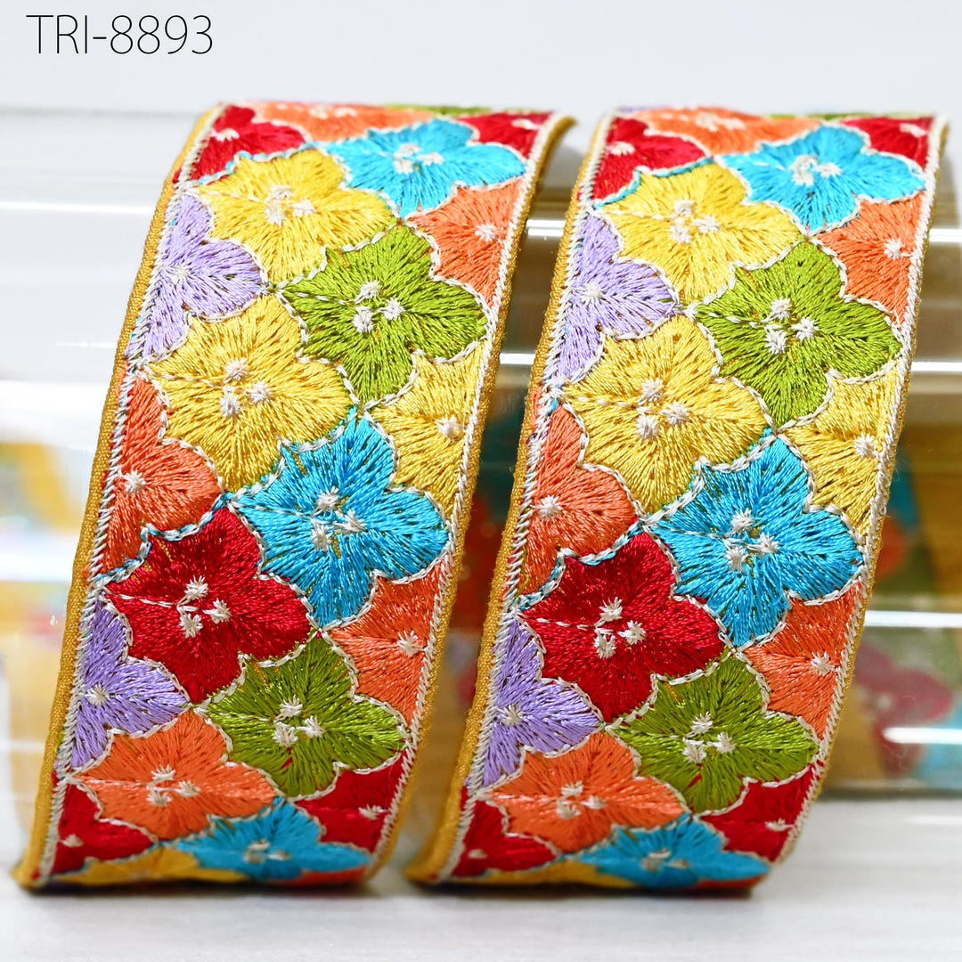 9 Yard Multicolor Embroidery Ribbons 4cm Trims Embroidered Border ...