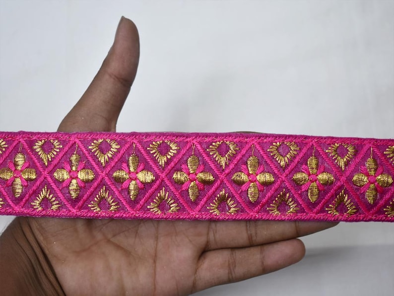 9 Yard Wholesale Magenta Decorative Laces Sari Border Fabric Embroidered Ribbon Craft Trim Fashion Embellishment Trimmings sewing border