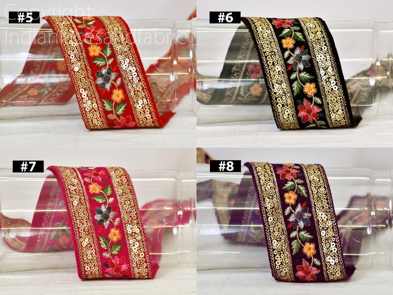 Embroidered Velvet Fabric Trim by the Yard Embellishments Etsy