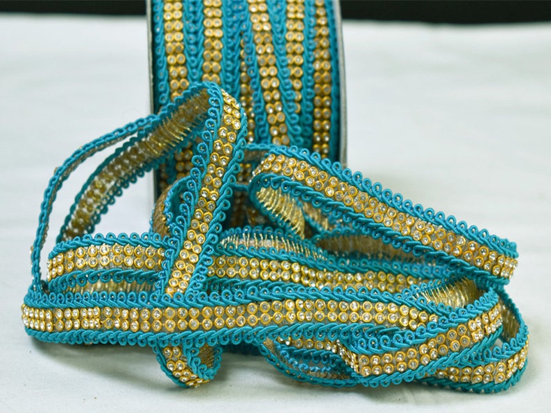 4 Yard Blue Zircon Decorative Gimp Cord Ribbon Indian Laces Etsy