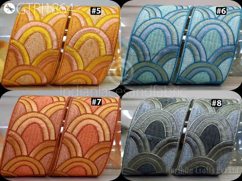 The image is a collage of four different fabric swatches, each with a unique wave pattern design. The swatches are arranged in a grid format, with each row containing two fabric swatches. The swatches are displayed in various colors, including orange, blue, gray, and green, showcasing the diverse wave patterns available.