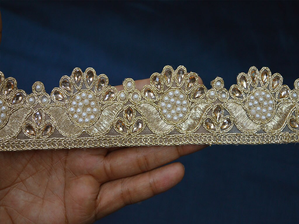 Wholesale Indian Beaded Trim By 9 yard Dull Gold Kundan Lace Etsy
