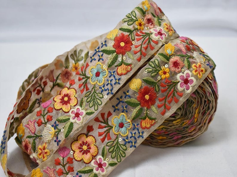 Embroidery Fabric Trim and Embellishment Decorative Multi Etsy