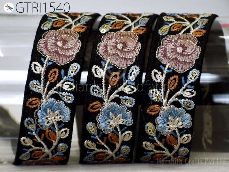 9 Yard Indian Embroidered Trim Embroidery Dress Embellishment Fabric Ribbon Trimming Cushions DIY Crafting Sari Border Wedding Saree Sewing zdjęcie 6