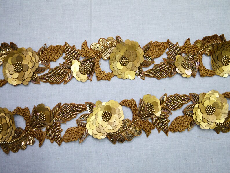 Exclusive Antique Gold Indian Beaded Lace Trim by the Yard | Etsy
