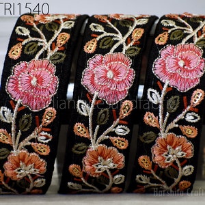 9 Yard Indian Embroidered Trim Embroidery Dress Embellishment Fabric Ribbon Trimming Cushions DIY Crafting Sari Border Wedding Saree Sewing zdjęcie 7