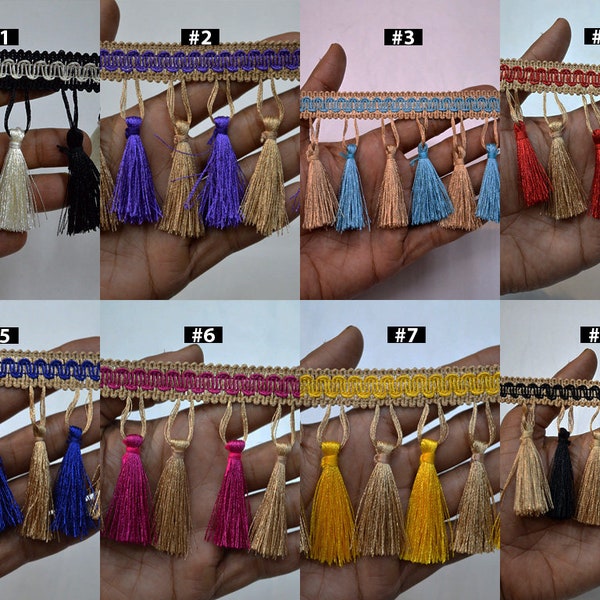 9 Yard Boho Tassels Fringes Trim Decorative Edging Costumes Curtains Lampshades Fringes Indian Upholstery Gypsy Dupatta saree Border Fringes