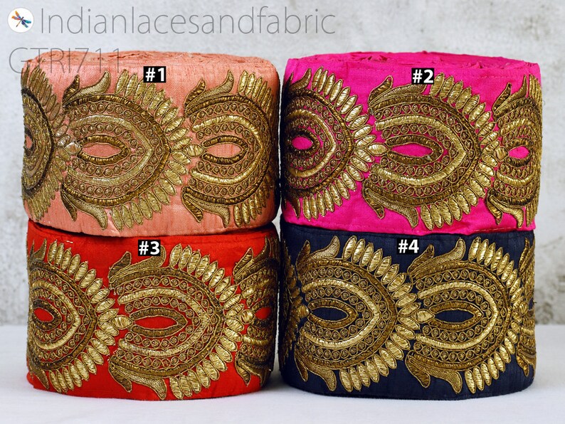Indian Embroidered Fabric Trim By The Yard Laces Sari Border - Home Decor Fabric Trim Indian Embroidered Fabric Trim By The Yard Laces Sari Border - Home Decor Fabric Trim
