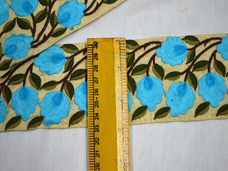 Blue Decorative Embellishments Fabric Trim by yard Embroidered Etsy