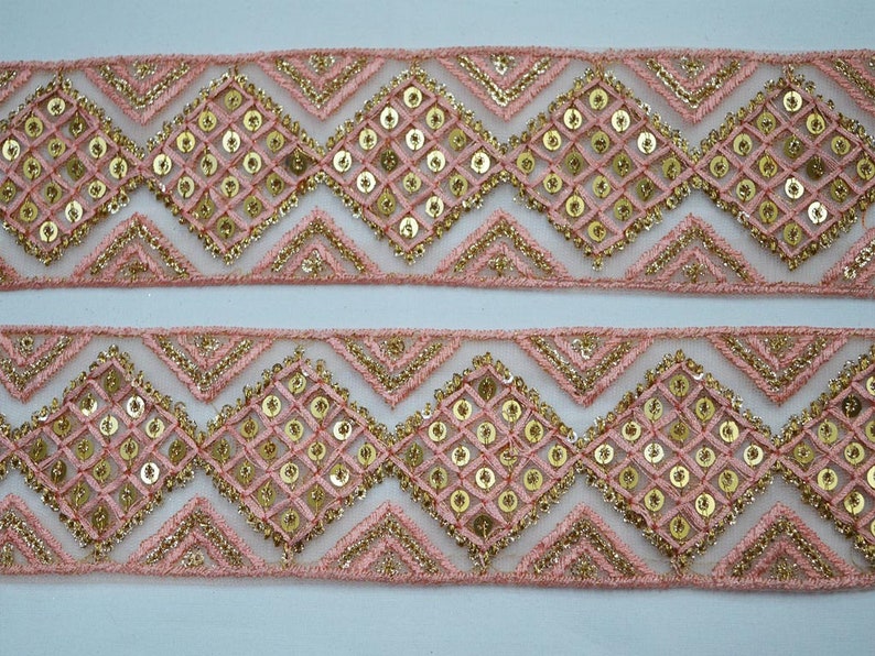 Decorative Peach Embroidery Embellishments Ribbon Saree Trims By The Yard Embroidered Border Sewing Costume Trimmings Clothing Accessories