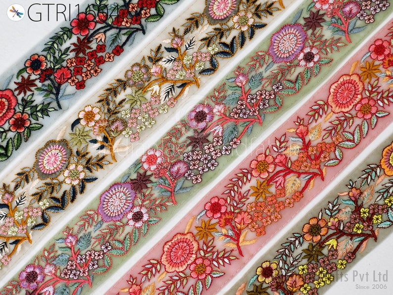 9 Yard Indian Embroidered Ribbon Bird Fabric Trim Sari Border Saree Trimming Sewing Dress Cushions Embroidery Crafting Laces Home Decor zdjęcie 8